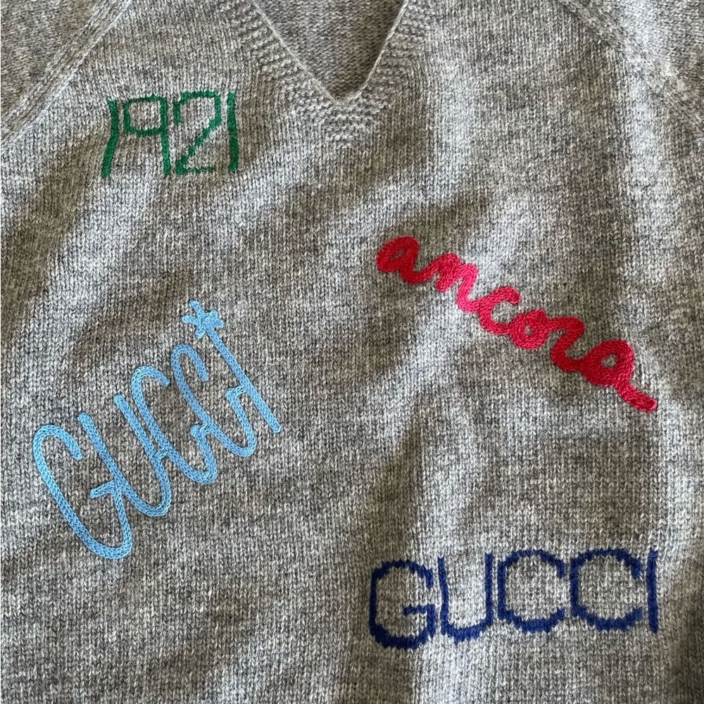 Gucci Gray Embroidered Sweater